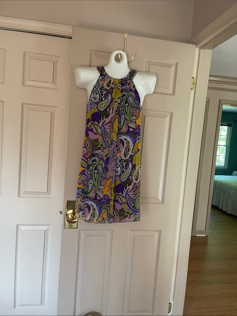 Women’s Halter Paisley Print Dress in Purple and Yellow